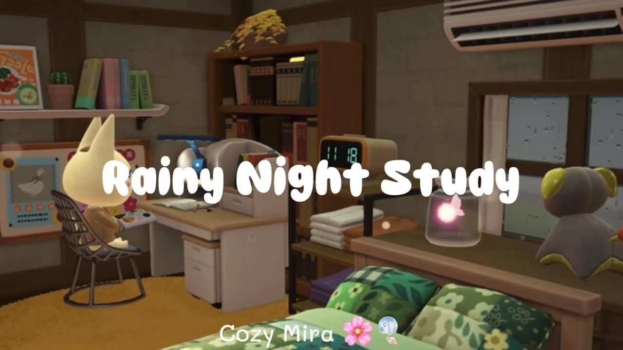 2 Hours Study With Me 📖 | Rainy Night Study 📖 | Animal Crossing Ambient 🐾