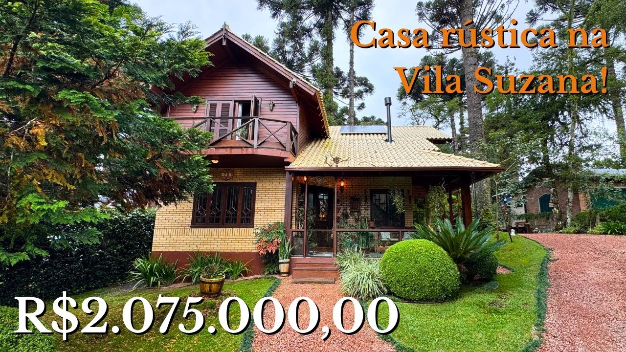 Viva em uma Casa Rústica com Cascata Ornamental e MUITO Verde na Charmosa Cidade de Canela!
