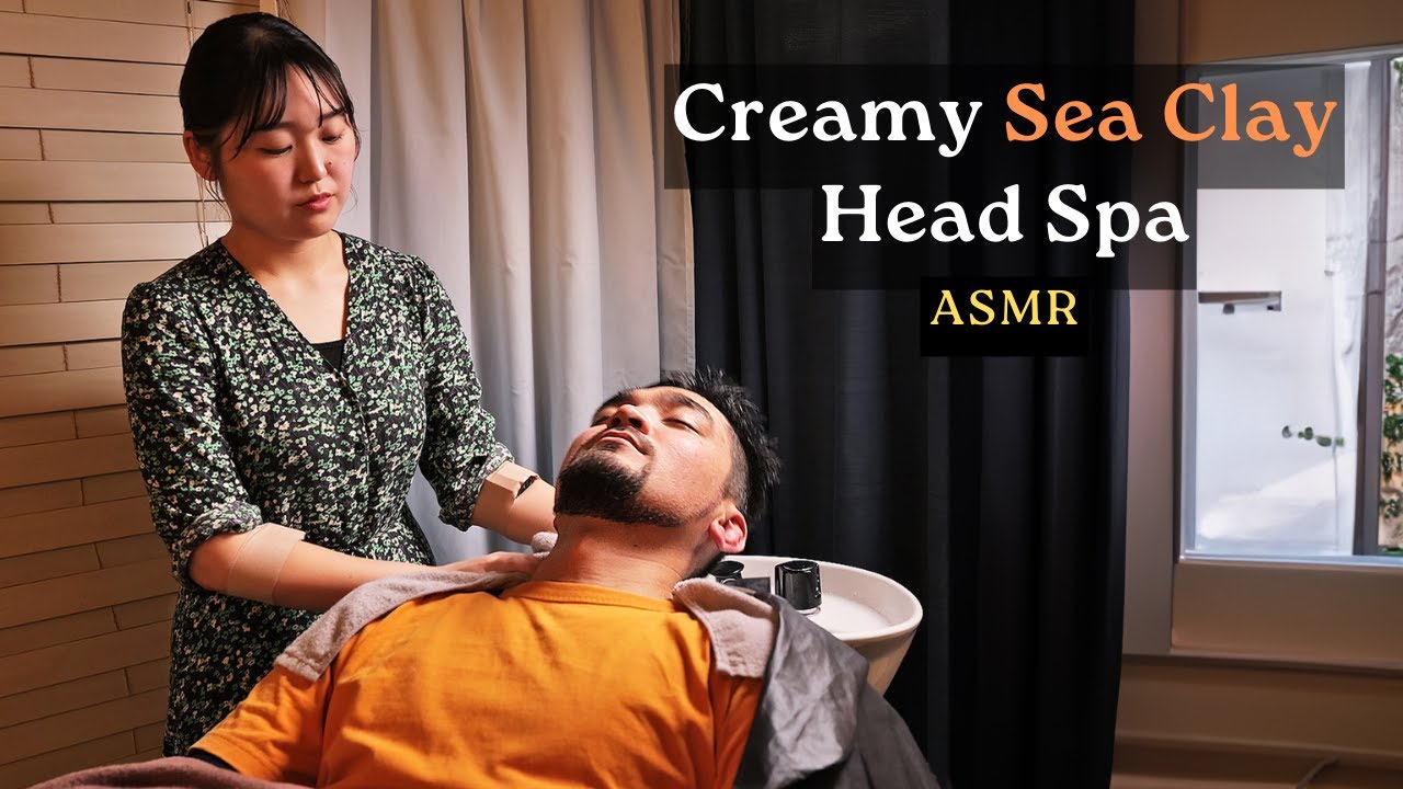 (ASMR) I experienced CREAMY head spa that uses SEA CLAY and it was AMAZING | soft-spoken Japanese