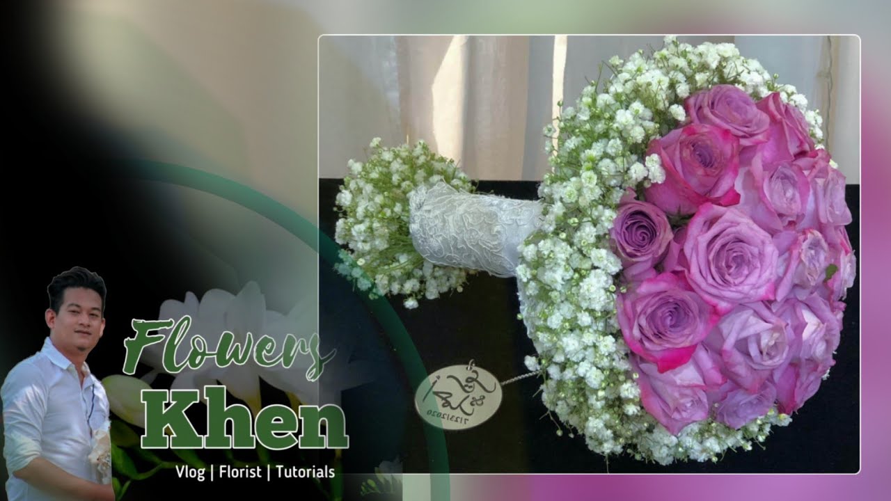 Deep Purple Rose and Gypsophila BRIDAL BOUQUET HOW TO MAKE BRIDAL BOUQUET