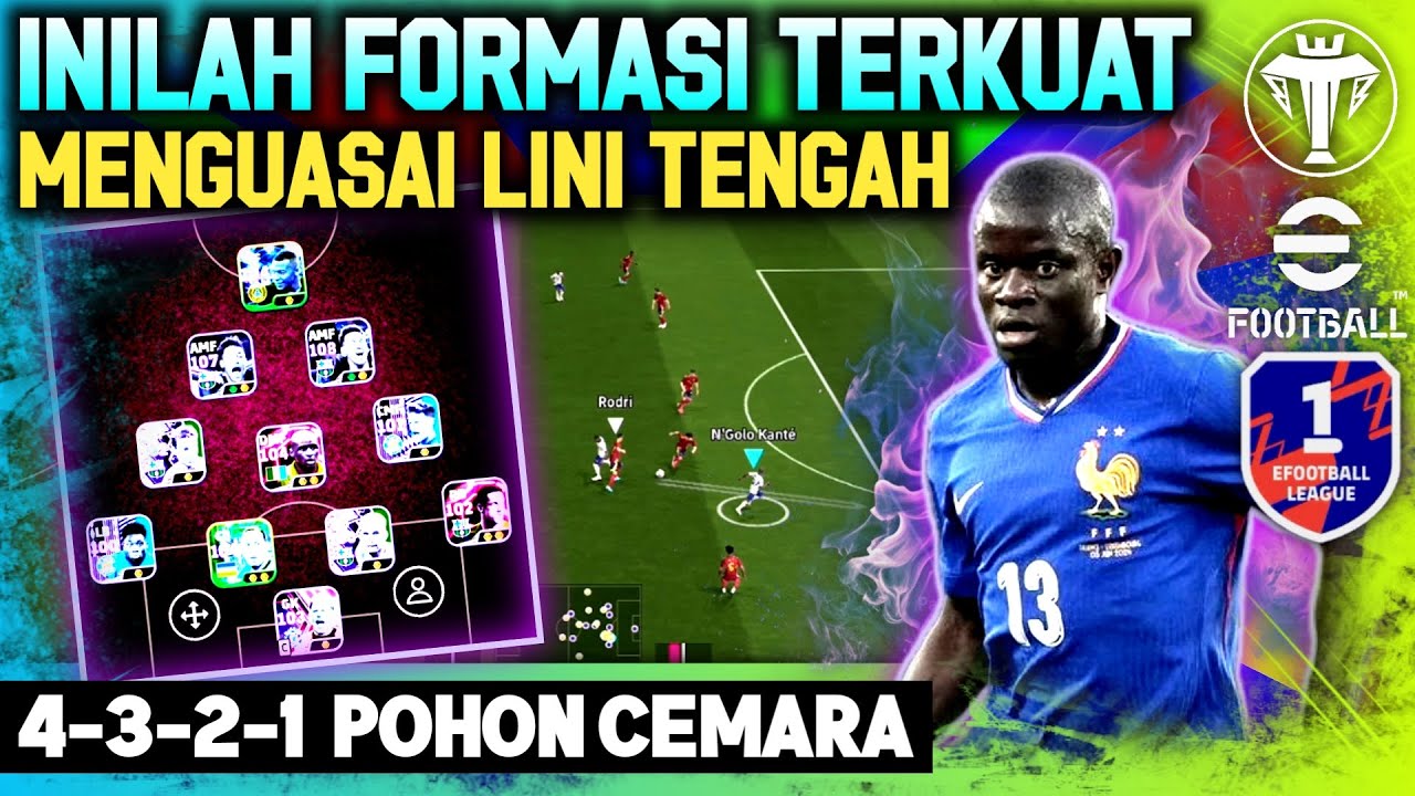 SUPER KUAT MENGUASAI LINI TENGAH !!! FORMASI POHON CEMARA GAMEPLAY LIGA DIVISI eFootball 2025 Mobile