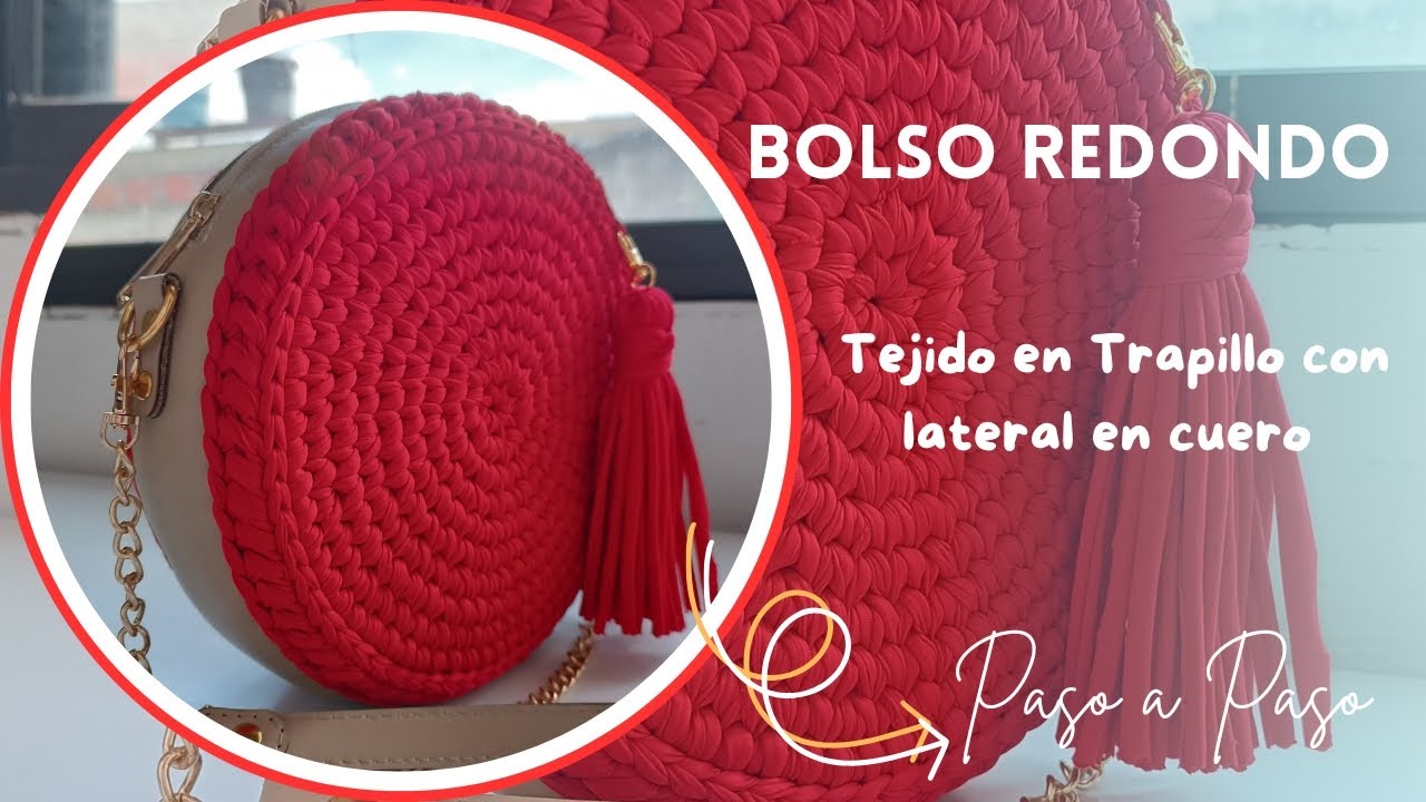 📌Bolso Redondo con Lateral de cuero / Tejido a Crochet / F&aacute;cil y Sencillo. Tutorial 🔥