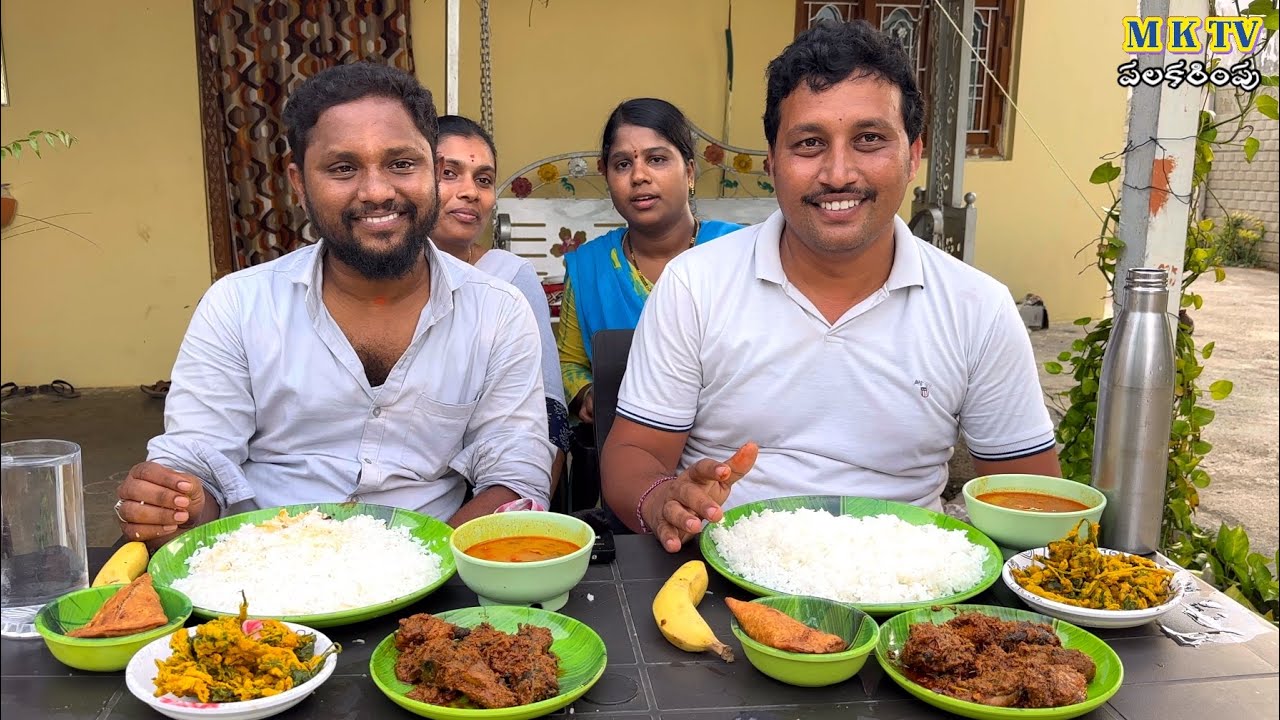 కడక్ నాథ్ చికెన్ పాలక్ పకోడీ రైస్ తిండిపోటి #Eating Challenge#275  || Thindi Poti#MKTV పలకరింపు