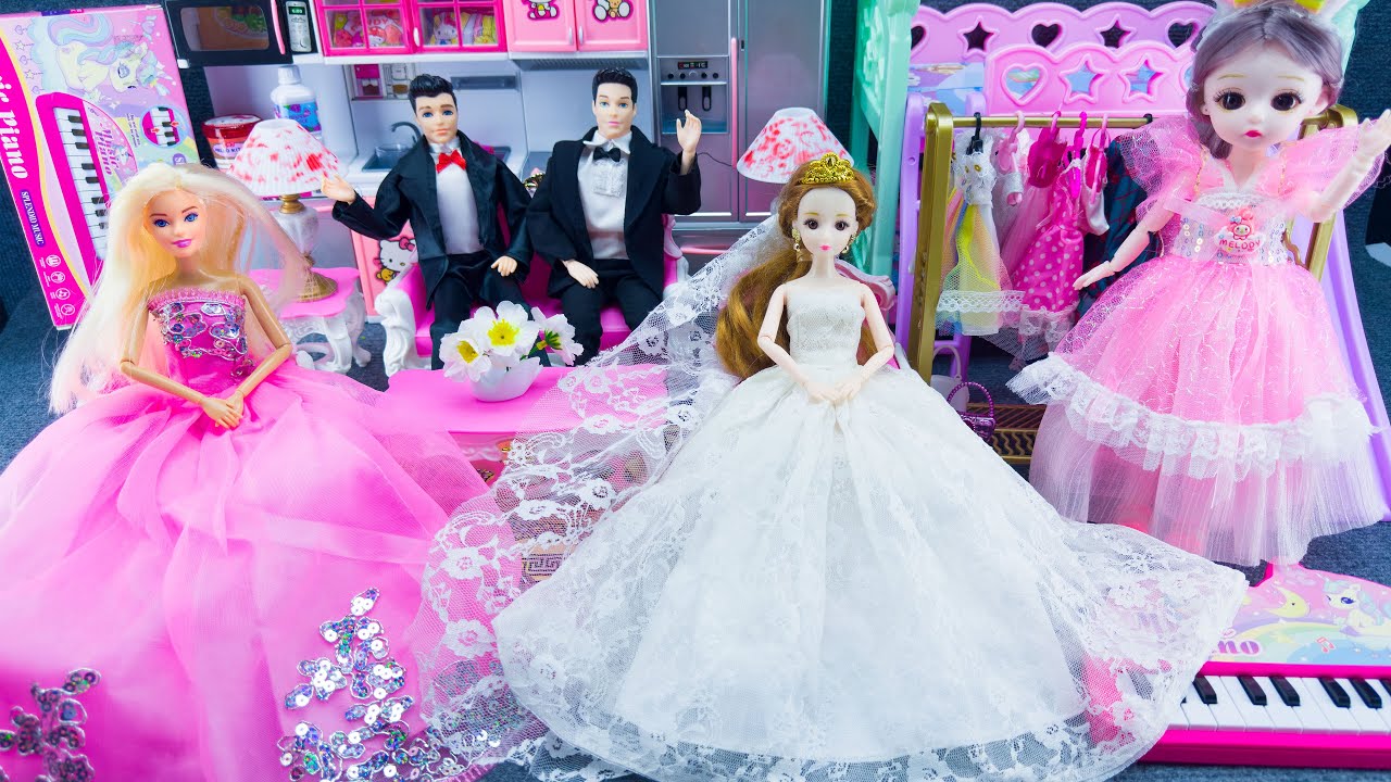 21 Minutes Satisfying Unboxing Barbie Princess Bedroom Wedding Dress Up Playset ASMR Review Toys