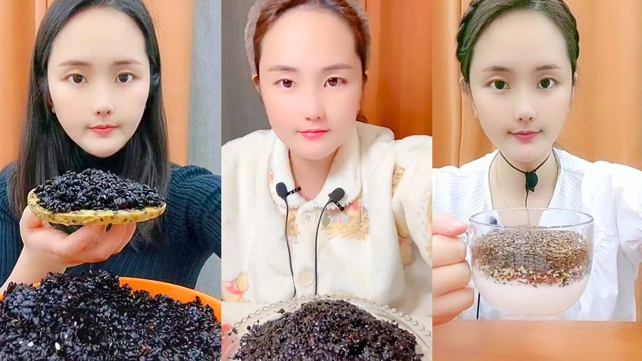 Black Sesame Snack Mukbang with Sweet Brittle and Creamy Drink #122