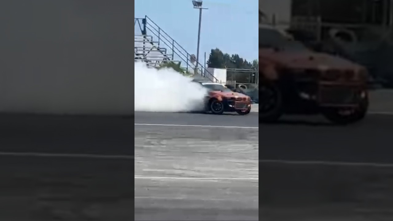 A lot of tire smoke