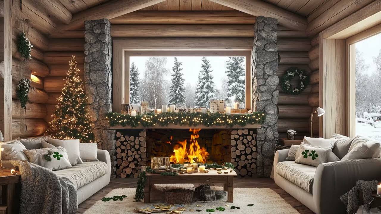 Gentle Winter Snowfall And Fireplace Sounds Help Calm Thoughts And Ease Stress