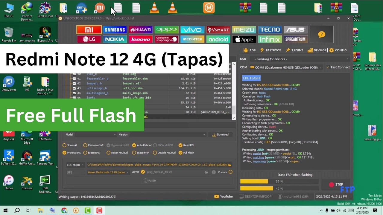 Redmi Note 12 4G Tapas Flash Free with unlock tool
