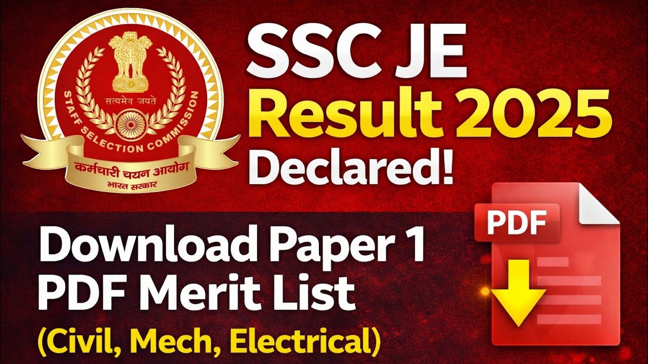 SSC JE 2025 Paper -1 Result Out | SSC JE Result Out #ssc #sscjee #sscje2025