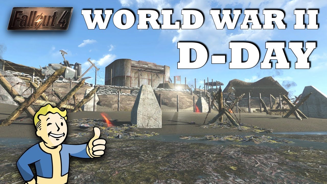 Fallout 4 - World War 2, D-Day Nazi Germany Base | Omaha Beach Normandy! Modded Building