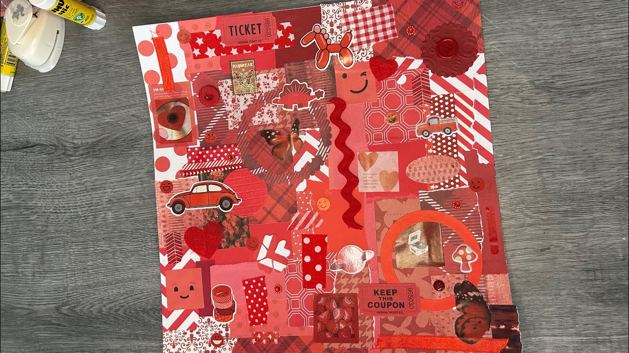 Let’s make a super fun red collage from beginning to end!!