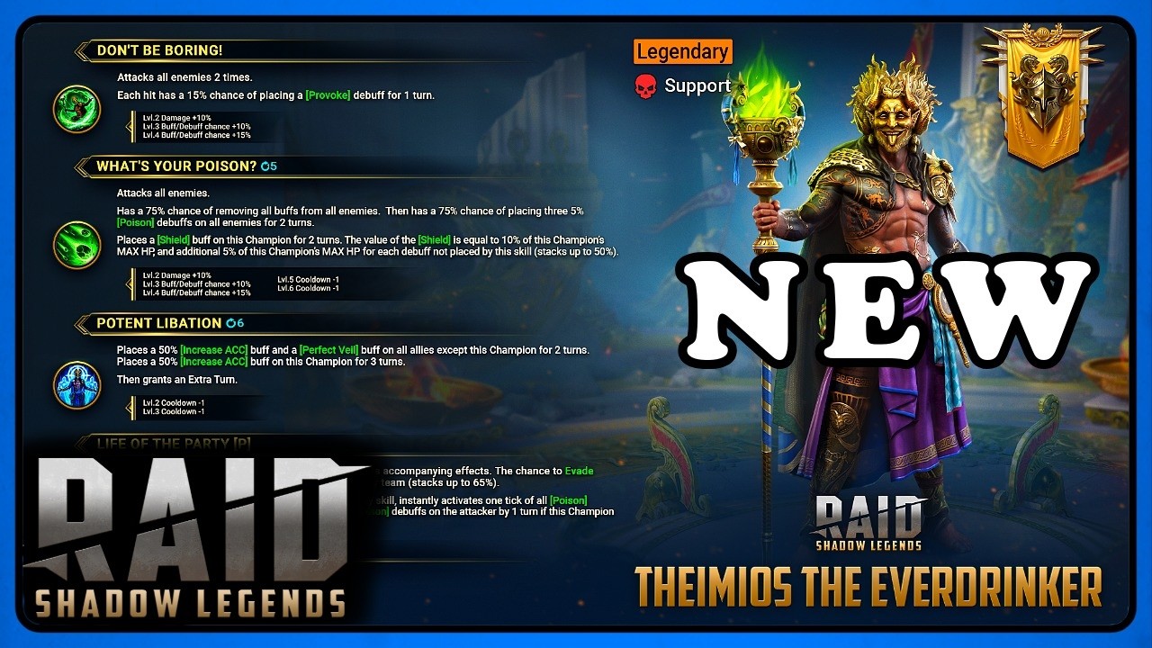 Новый герой слияния с ядом &mdash; Теймиос Вечнопьющий &mdash; Raid: Shadow Legends