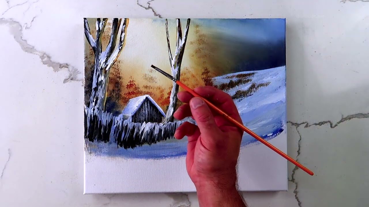 Morning Sunrise | Winter Landscape | Acrylic Step by Step Painting Techniques