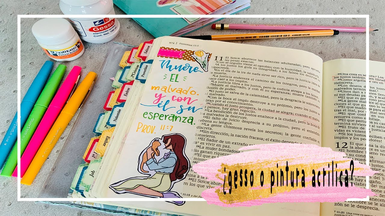 Cómo usar gesso o pintura acrilica en tu biblia para proteger las hojas.