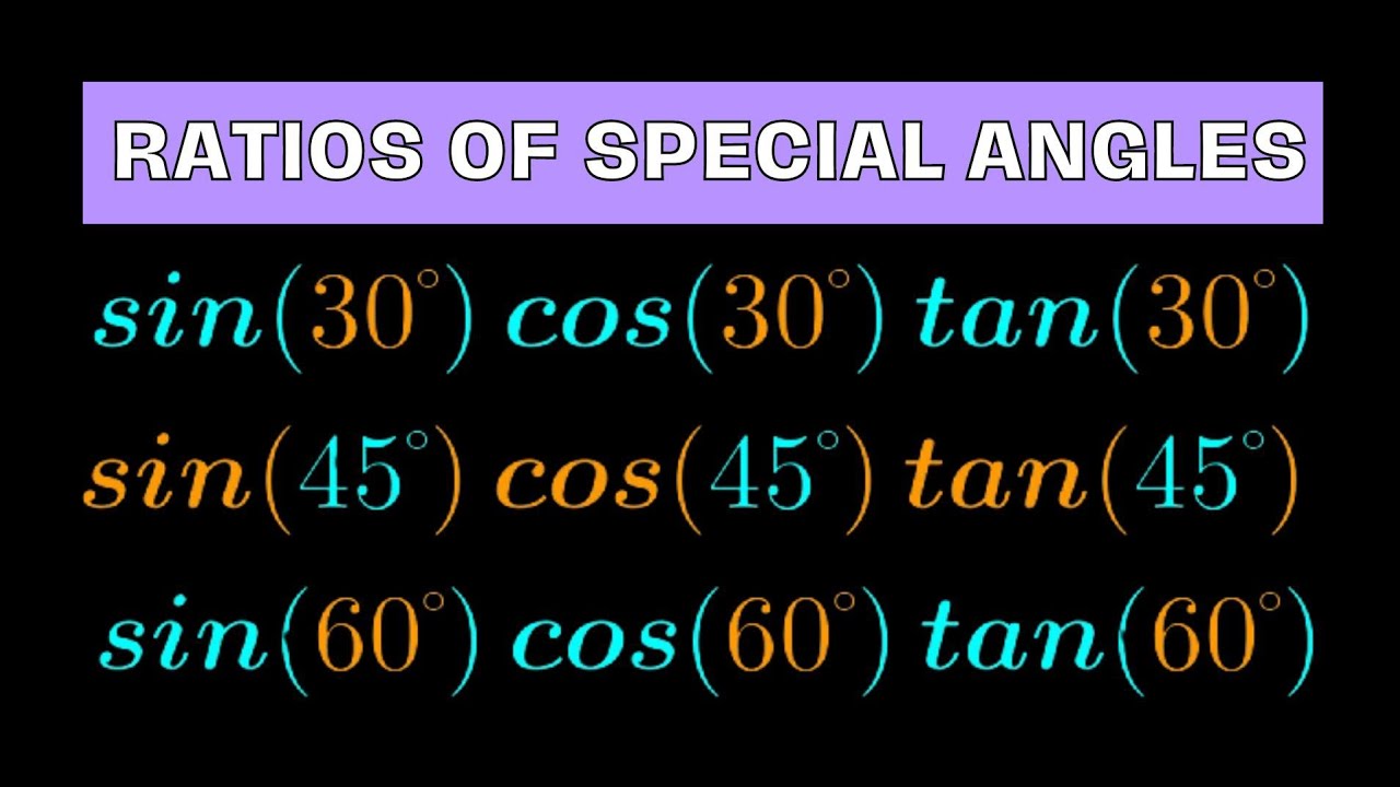 Ratios of some special angles | 30⁰ 45⁰ and 60⁰