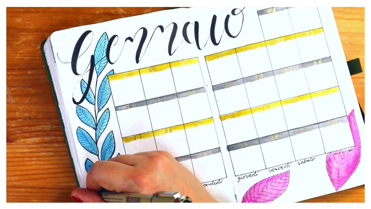 Bullet Journal Gennaio 2022 Plan with Me || Shiny Leaves 🍃✨  Bullet Journal ITA