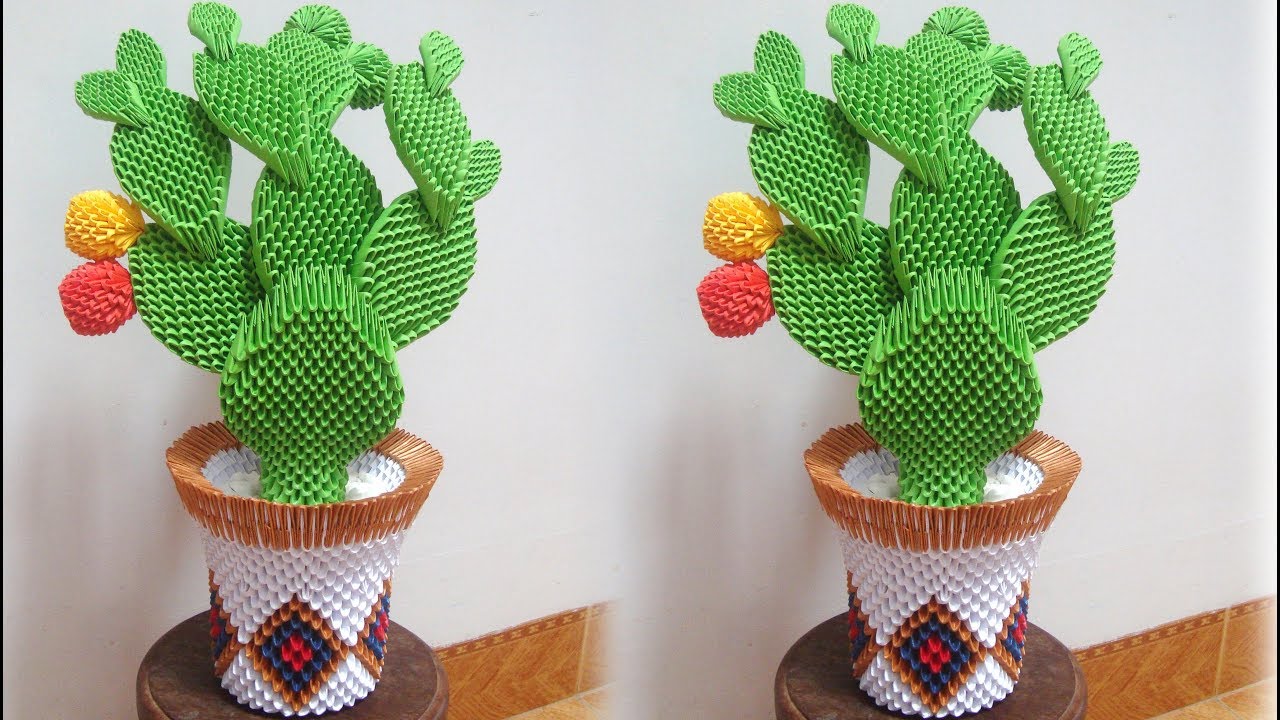 3D Origami Cactus, Nopal Cactus Tutorial | DIY Paper Cactus Tutorial