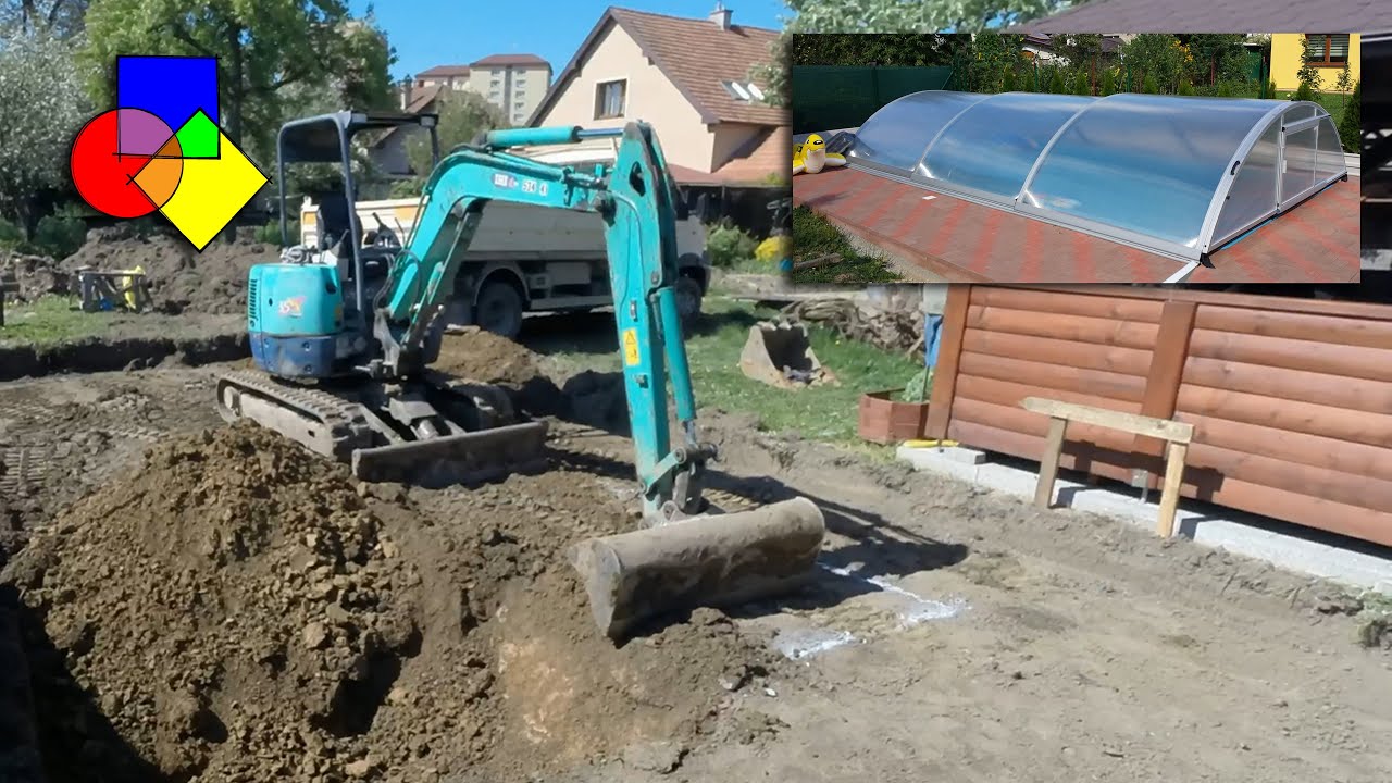Stavba bazénu - Vytýčenie a výkopy (Mountfield)