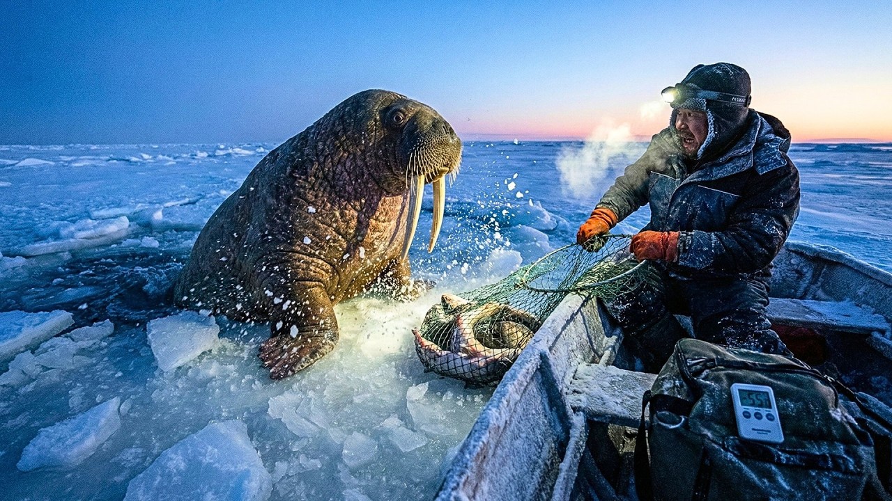 A 2,000lb Walrus Smashed Through the Ice at -55°C... It Wanted His Catch 🧊