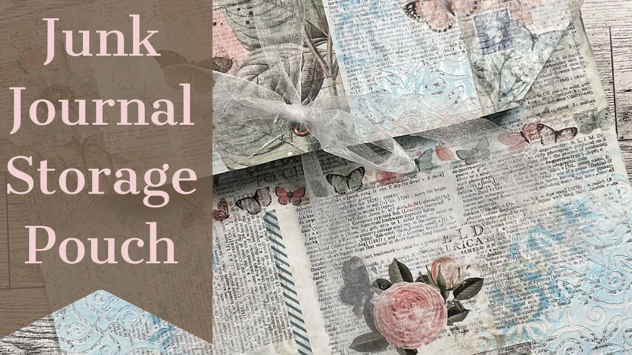 Tutorial Mixed Media Junk Journal Storage Pouch  49 & Market Washi and Transfers The Rubber Buggy DT
