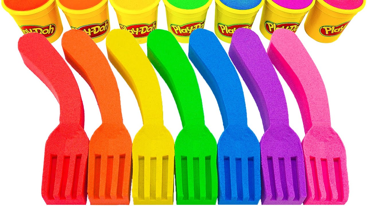 Satisfying Video | DIY How To Make Rainbow Fork From Kinetic Sand Cutting ASMR | Magic Sand B
