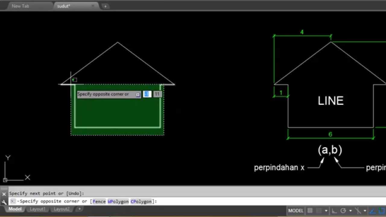 Autocad - Line (Garis) dan Polyline (Garis banyak segmen)