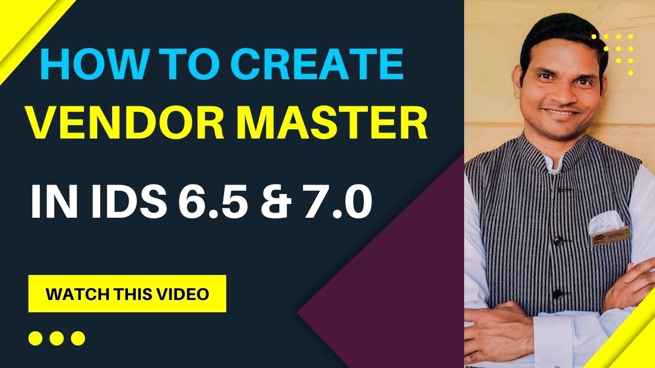 How to Create Vendor Master in IDS 7.0 !! IDS मैं वैन्डर मास्टर कैसे बनायें #ids #idssoftware