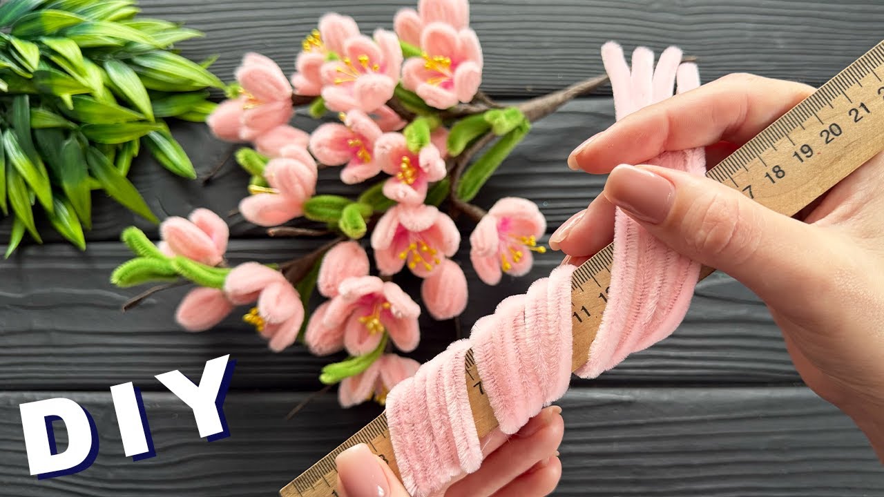 DIY Ideas! How to Make Sakura from Chenille Stems Pipe Cleaner Flowers Craft Ideas