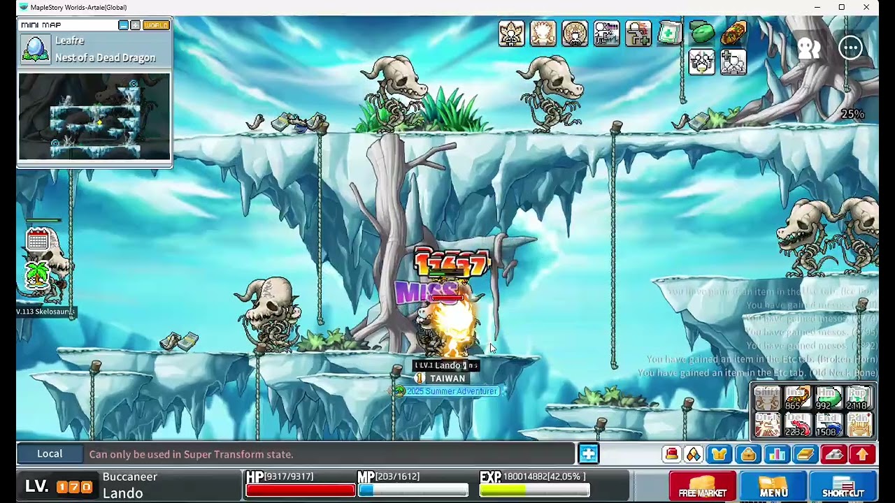 MapleStory World-Artale(Global) Bucccaneer Skele Exp2.95m Meso230k/拳霸 骨龍 經驗295w 楓幣23w (35根棒冰棒)
