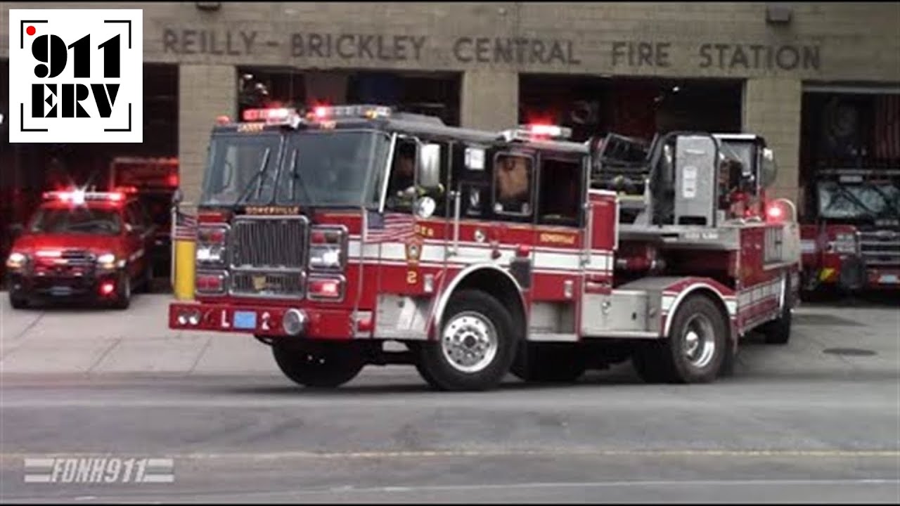 Somerville Fire Engine 2, Ladder 2, C2 Responding