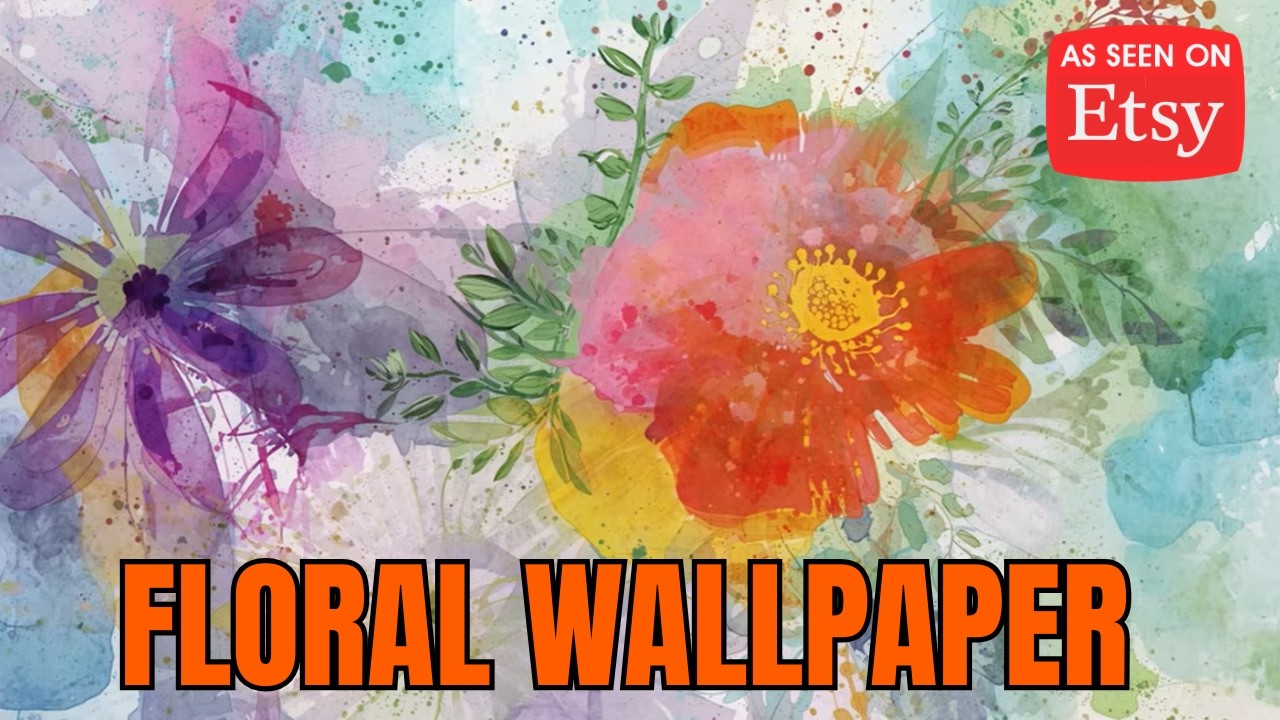 Floral Watercolour TV Screensaver &ndash; TV Wallpaper &ndash; 1 Hour &ndash; No Music, No Sound