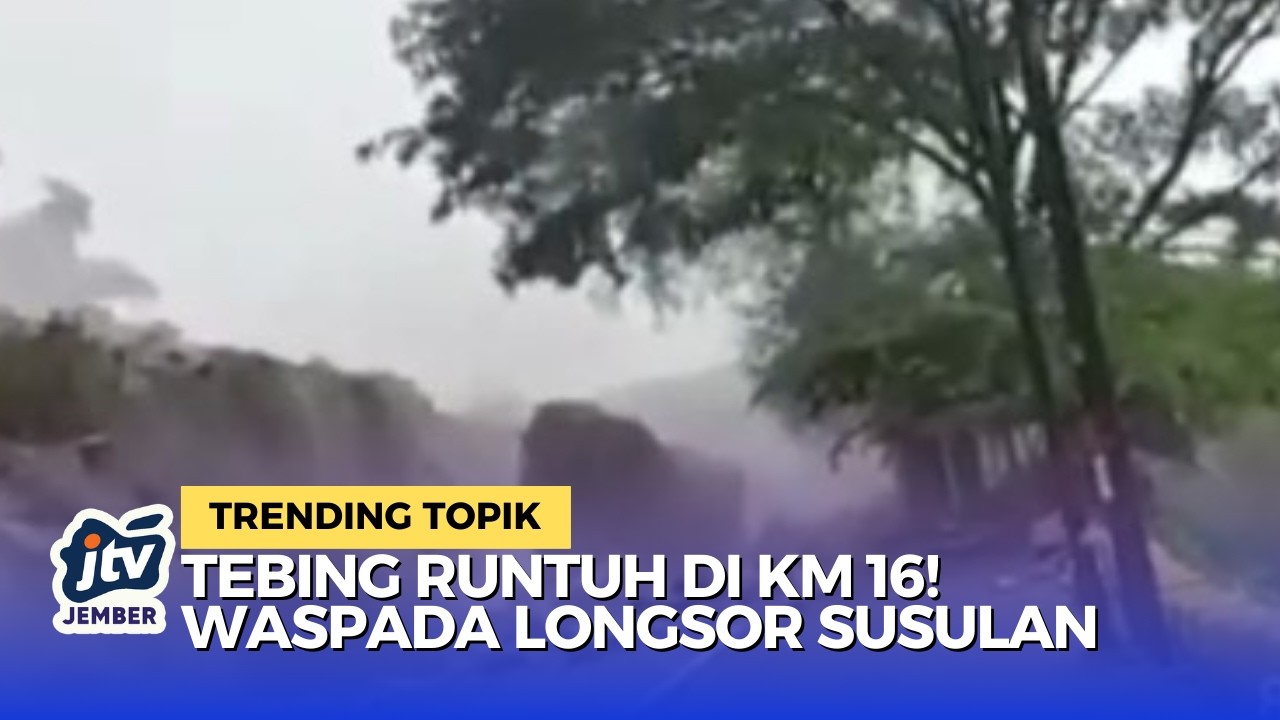 Detik-detik Longsor Tebing di KM 16 Trenggalek Akses Terputus!