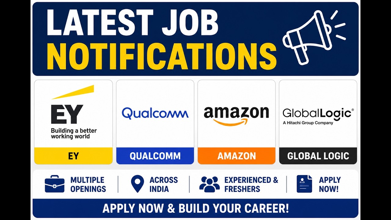 EY, Qualcomm, Amazon & GlobalLogic Recruitment 2026 | Latest IT Jobs | Freshers & Experienced
