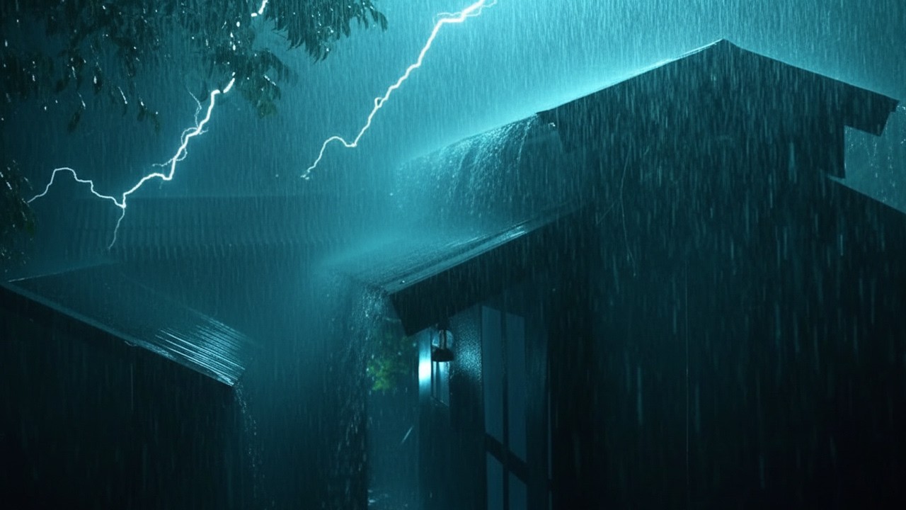 Heavy Rain on Tin Roof with Powerful Thunder for Deep Sleep & Stress Relief (3 Hours)