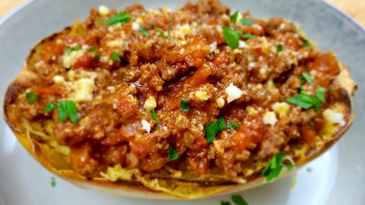 Air Fryer Spaghetti Squash & Meat Sauce   Ninja Speedi