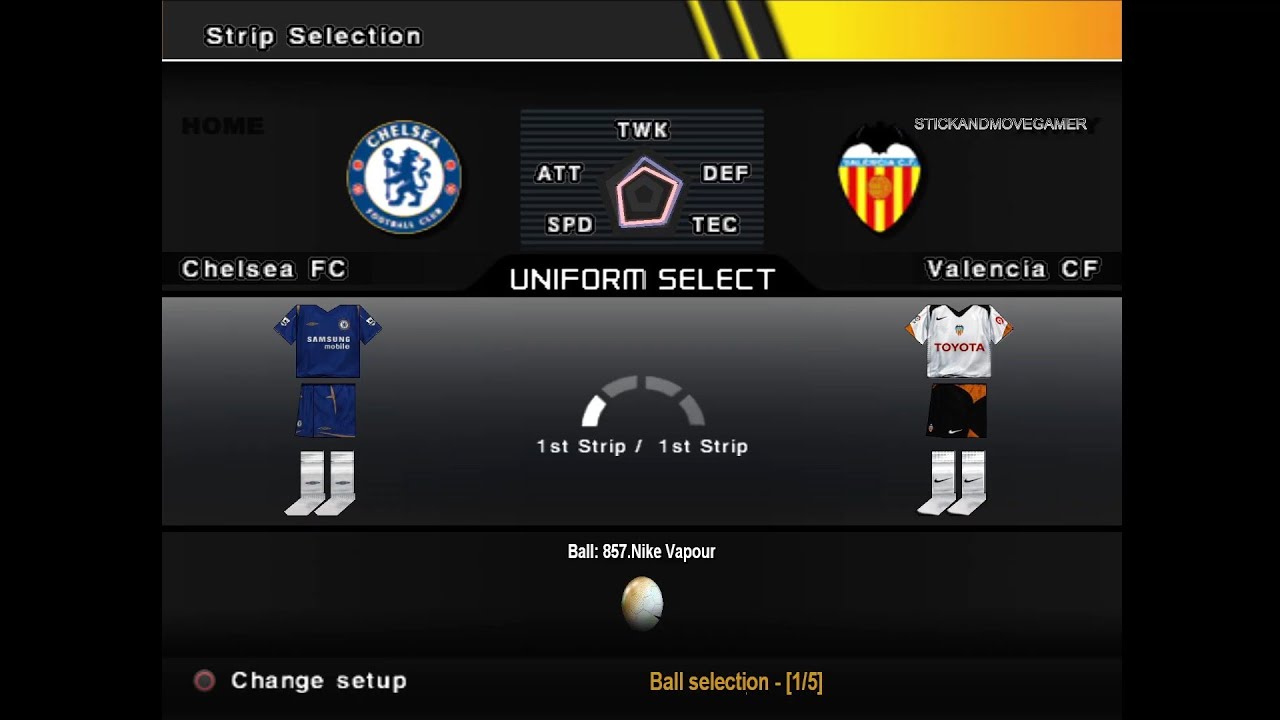 Chelsea vs Valencia en PES 5 Original Season Patch. Gameplay comentado.