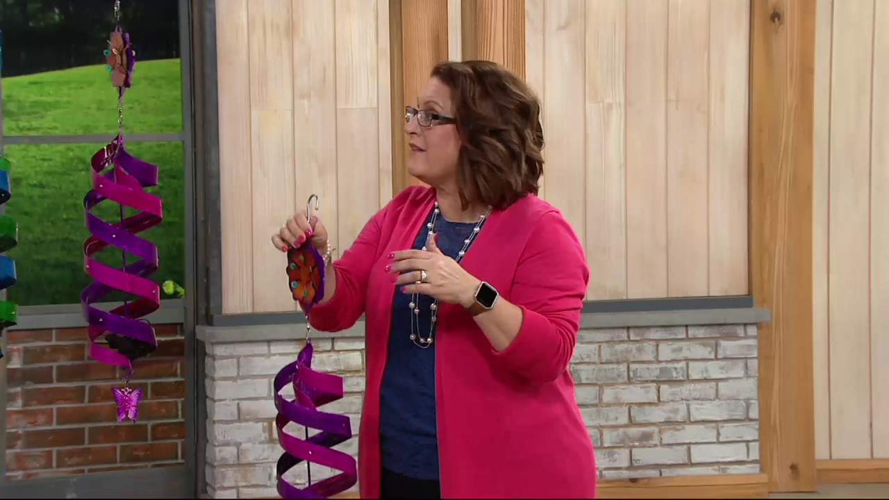 Plow & Hearth Hanging Swirl Spinner With Solar Lights on QVC