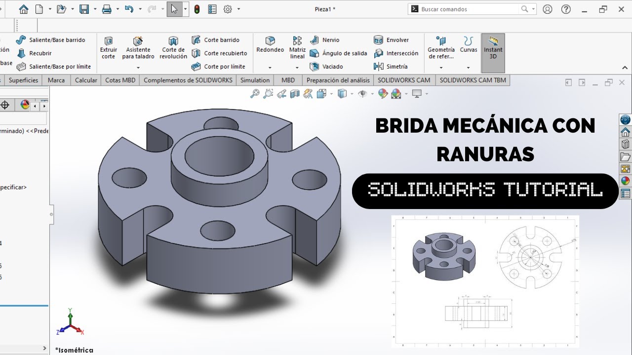 ⚙️ CÓMO MODELAR UNA BRIDA MECÁNICA EN SOLIDWORKS | PIEZA FÁCIL Y RÁPIDA | TUTORIAL