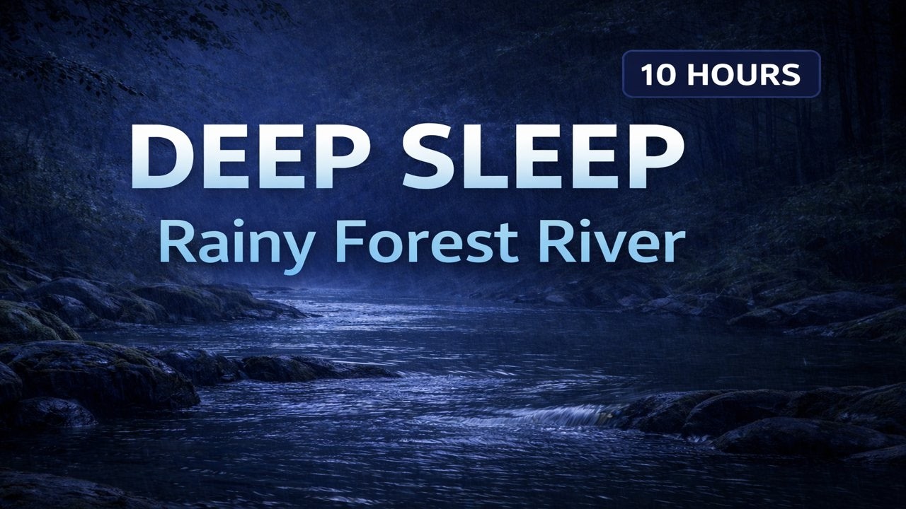3AM Deep Sleep 🌙 Calm Forest River in the Rain • 10 Hours (No Talking, No Music)