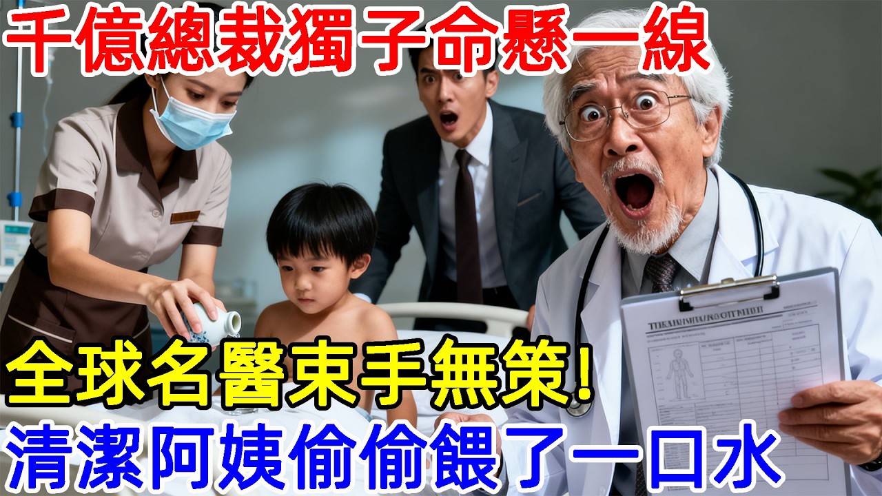 千億總裁獨子命懸一線，全球名醫束手無策！新來的清潔阿姨偷偷餵了一口水，儀器瞬間瘋狂警報…#故事頻道 #故事分享 #情感#臺灣#情感故事#幸福人生