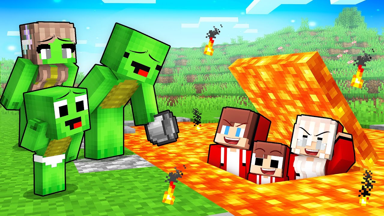 JJ Family Built a Base Under Lava To Prank Mikey Family in Minecraft (Maizen)