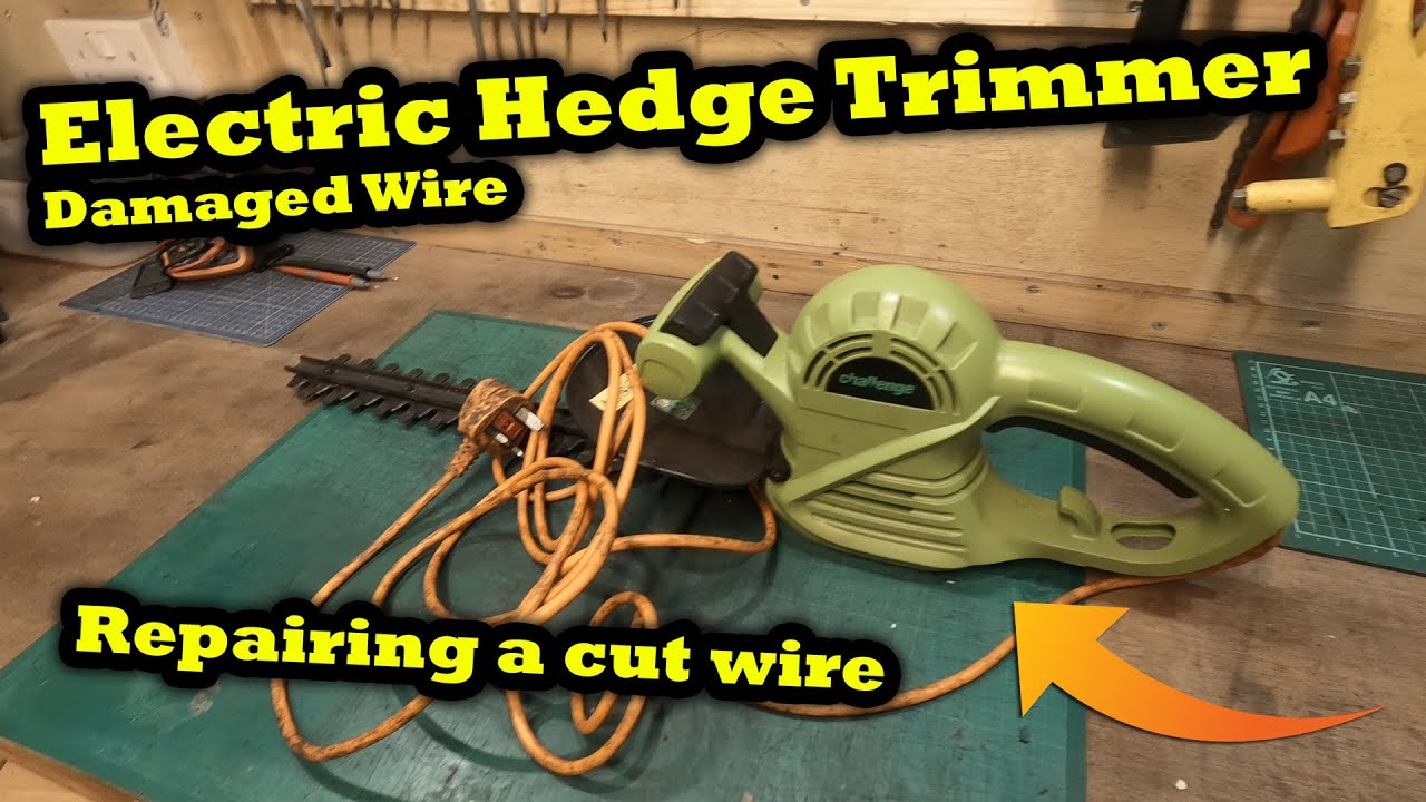 Rewiring / Repairing Cut Power Cable Electric Challenge Hedge Trimmer CUT cable [HOW TO repair WIRE]
