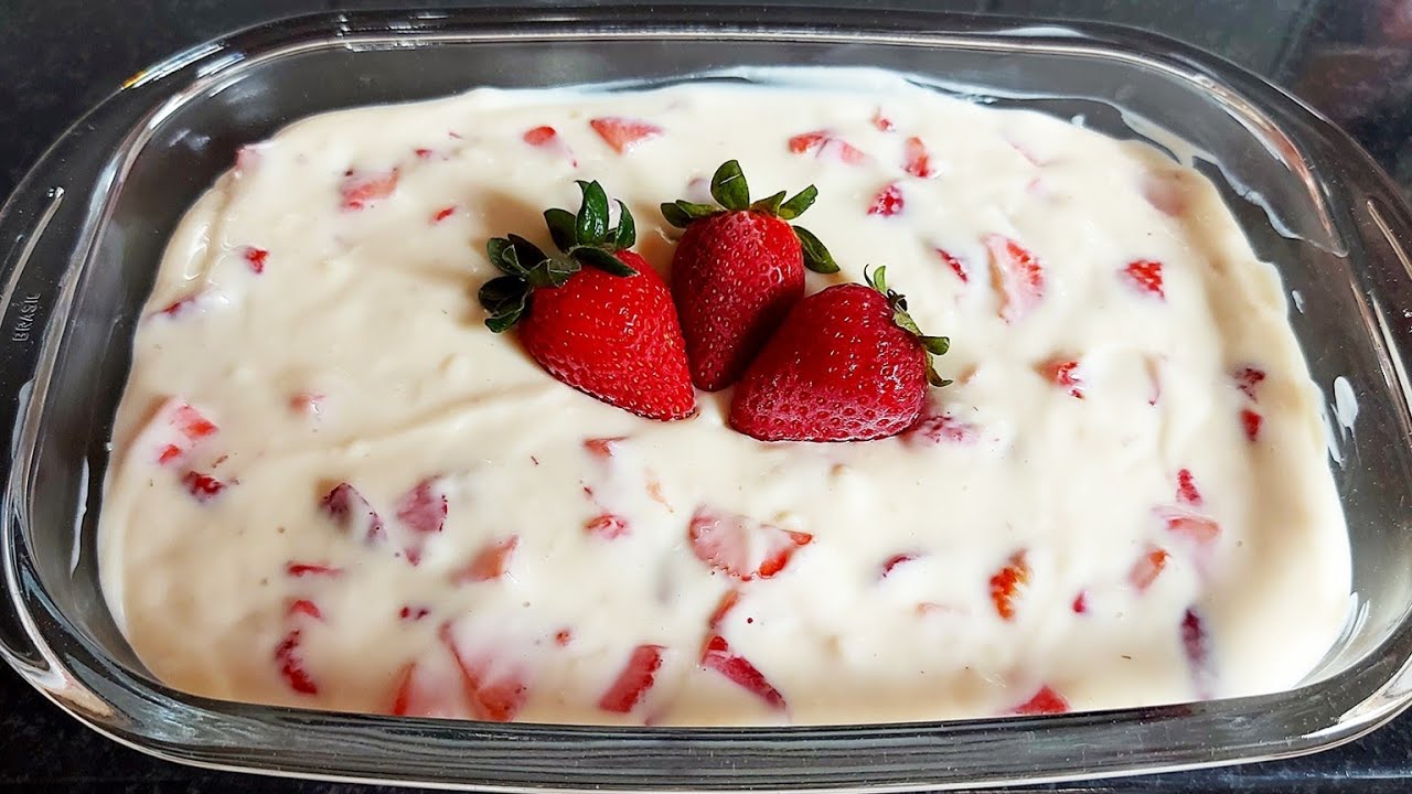 SOBREMESA DE MORANGO RECEITA SUPER FÁCIL || Bruna Karine