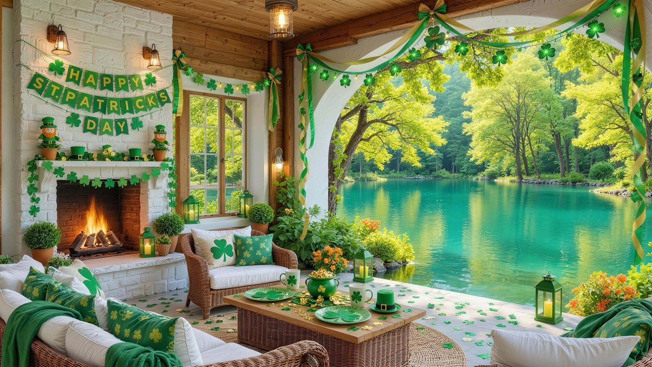 St Patricks Day Background Music 🍀 Happy St Patrick's Day, Patrick's Day Fireplace Ambience ✨