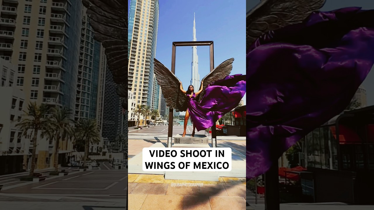 Amazing flying dress video shooting in wings of mexico dubai downtown with dubai photographer #dubai