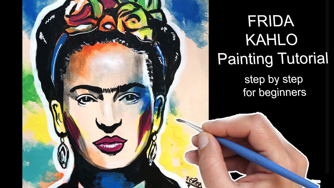 How to paint FRIDA KAHLO for beginners. Painting tutorial (step by step)
