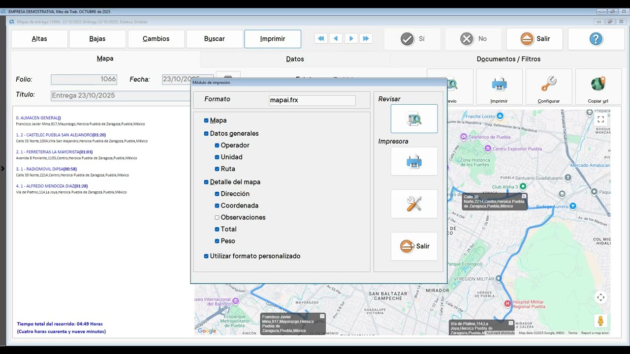 Lo nuevo de ALPHA ERP® 20.0 -Tiempos por punto y tiempo de maniobras en mapas de entrega (v20)