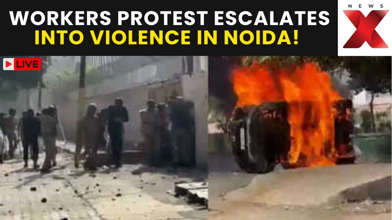 Noida Workers Protest LIVE | Workers Protest In Noida Escalates Into Violence And Stone Pelting
