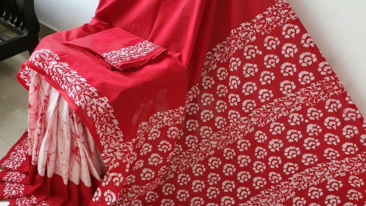 Beautiful  batik  print  mul cotton  sarees | handblock printed | by silkcottonhandicrafts