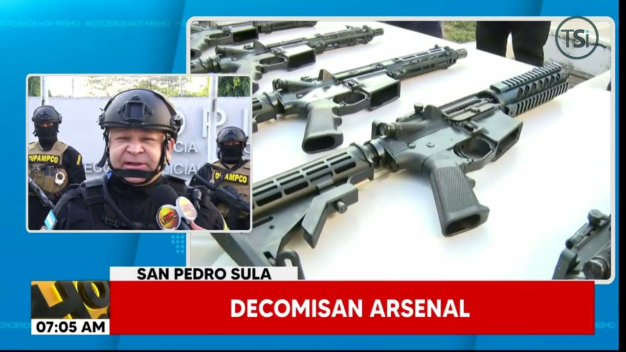 Decomisan 15 fusiles AR-15,cinco pistolas,3,000 proyectiles y camioneta en San Pedro Sula